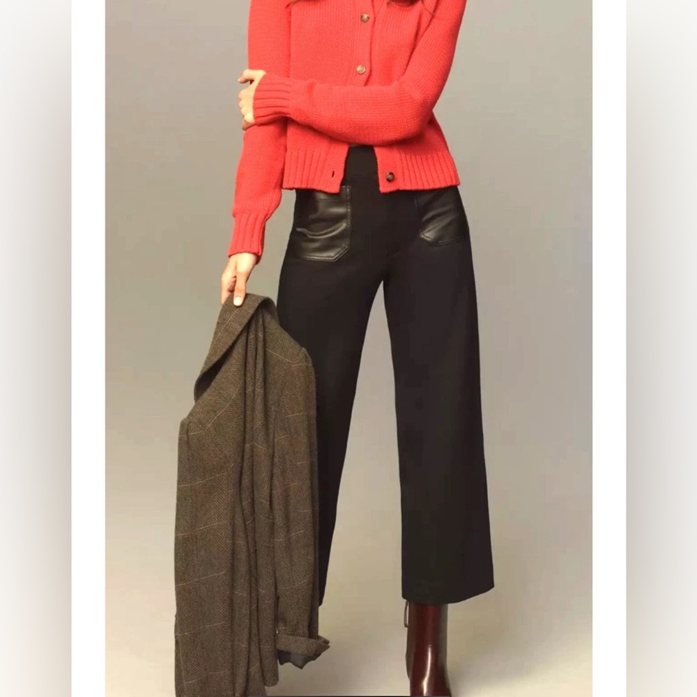 Anthropologie The Colette Cropped Pants Faux-Leather Pockets